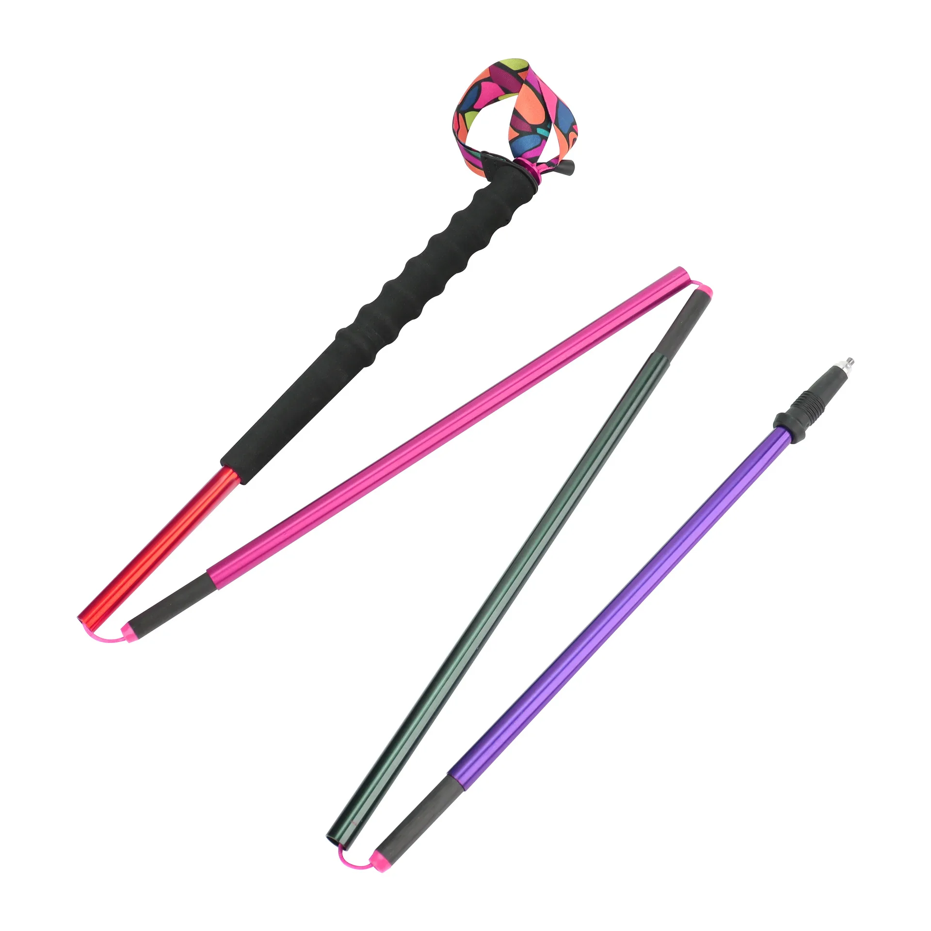 알루미늄 합금 접이식 트레킹 폴 - 오프로드 배낭 여행을 위한 경량 텔레스코픽 하이킹/트레킹 워킹 스틱