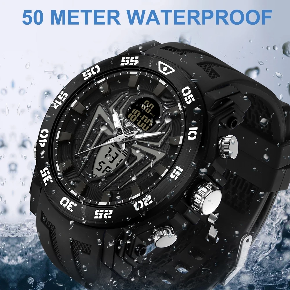 SANDA Men\'s Watches Sport Military Quartz Watch 50M Waterproof Wristwatch for Male Clock Stopwatch Relogios Masculino 6111