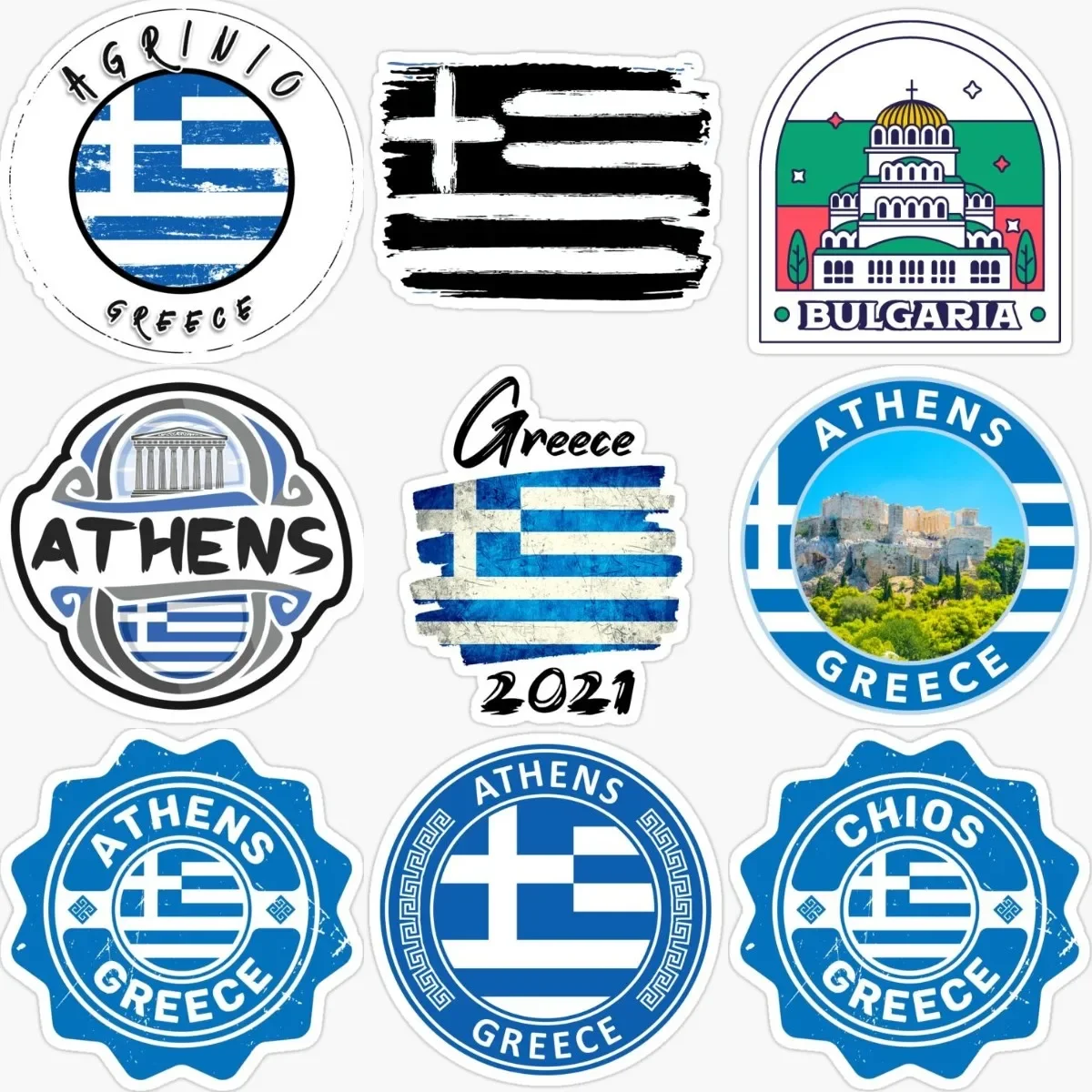 

Athens Greece Flag Emblem Creative Sticker for Wall Stickers for Room Truck Camper Laptop Car Window Off-road Decal Accessories