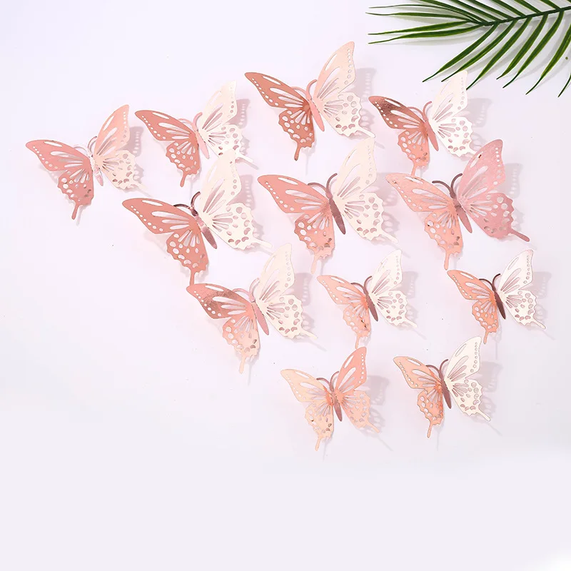 12 Stück Schmetterlings-Kuchenaufsätze – Gold/Silber/Roségold/Bunter Schmetterling für Hochzeit, Geburtstag, Cupcake-Dekoration, DIY-Partyzubehör – Detail 14