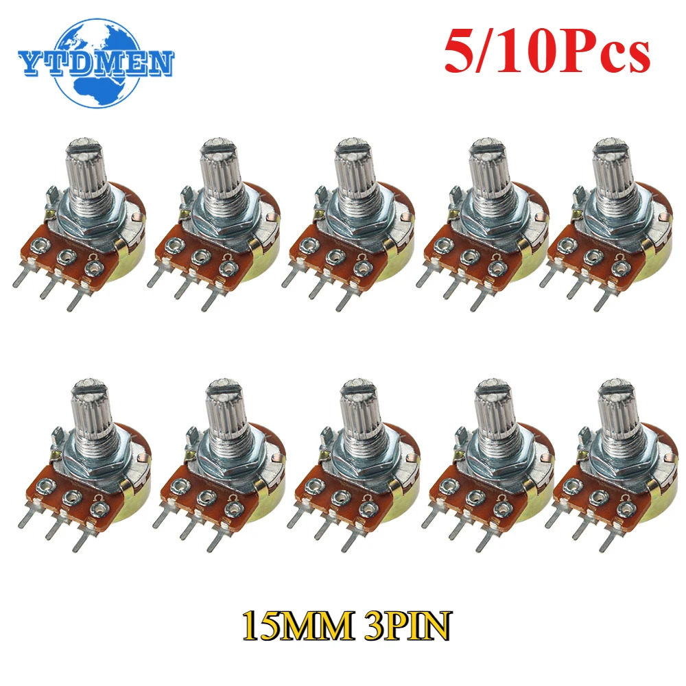 5/10PCS WH148 Potentiometer 15mm 3Pin Linear Taper Rotary 1K 2K 5K 10K 20K 50K 100K 250K 500K 1M Ohm Variable Resistor