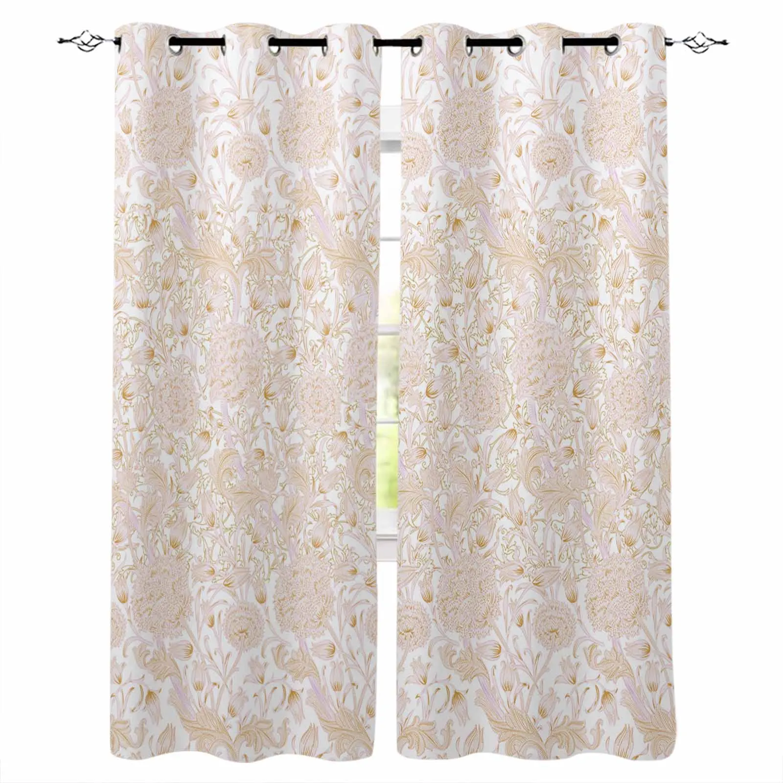 Retro Wallpaper Plants And Flowers Curtains For Kitchen Bedroom Window Treatment Curtains For Living Room Home Decor