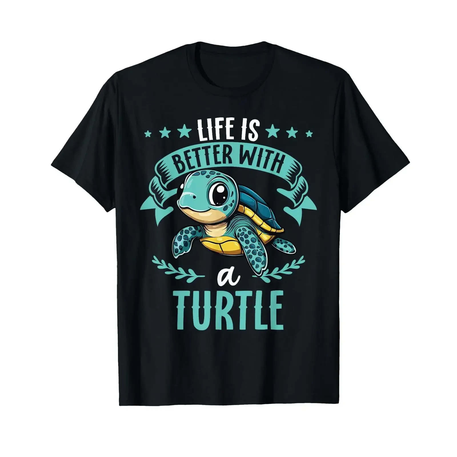 T Shirt with German Text Das leben ist besser mit einer Schildkröt black S vintage Washed fashion Soft Slightly Breathable