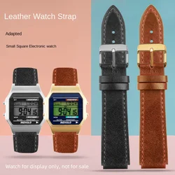 For Casio Small Square AE-1200WH AE1300 AQ-S810W A158 169 W-215/W-S200H SGW-300H Leather Strap Vintage Bracelet 18mm TIMEX T80