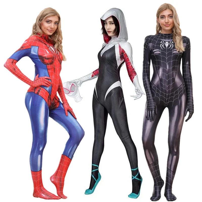 امرأة العنكبوت تأثيري جوين مثير Zentai النساء زي داخلية خارقة ثلاثية الأبعاد نمط دنة لاعبا كرنفال فستان بتصميم حالم