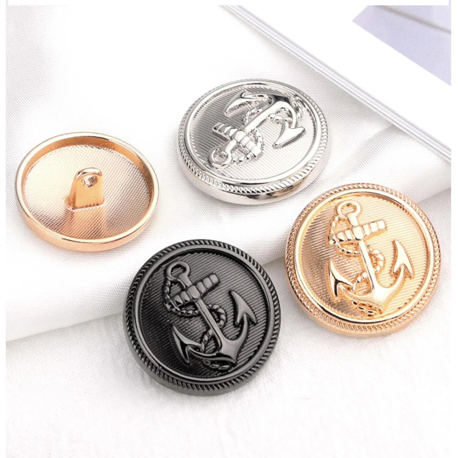 6pcs Fashion Anchor Design Clothing Sewing Buttons Gold Metal Buttons for Clothing Shirt Buttons Wholesale DIY Buttons for Coat