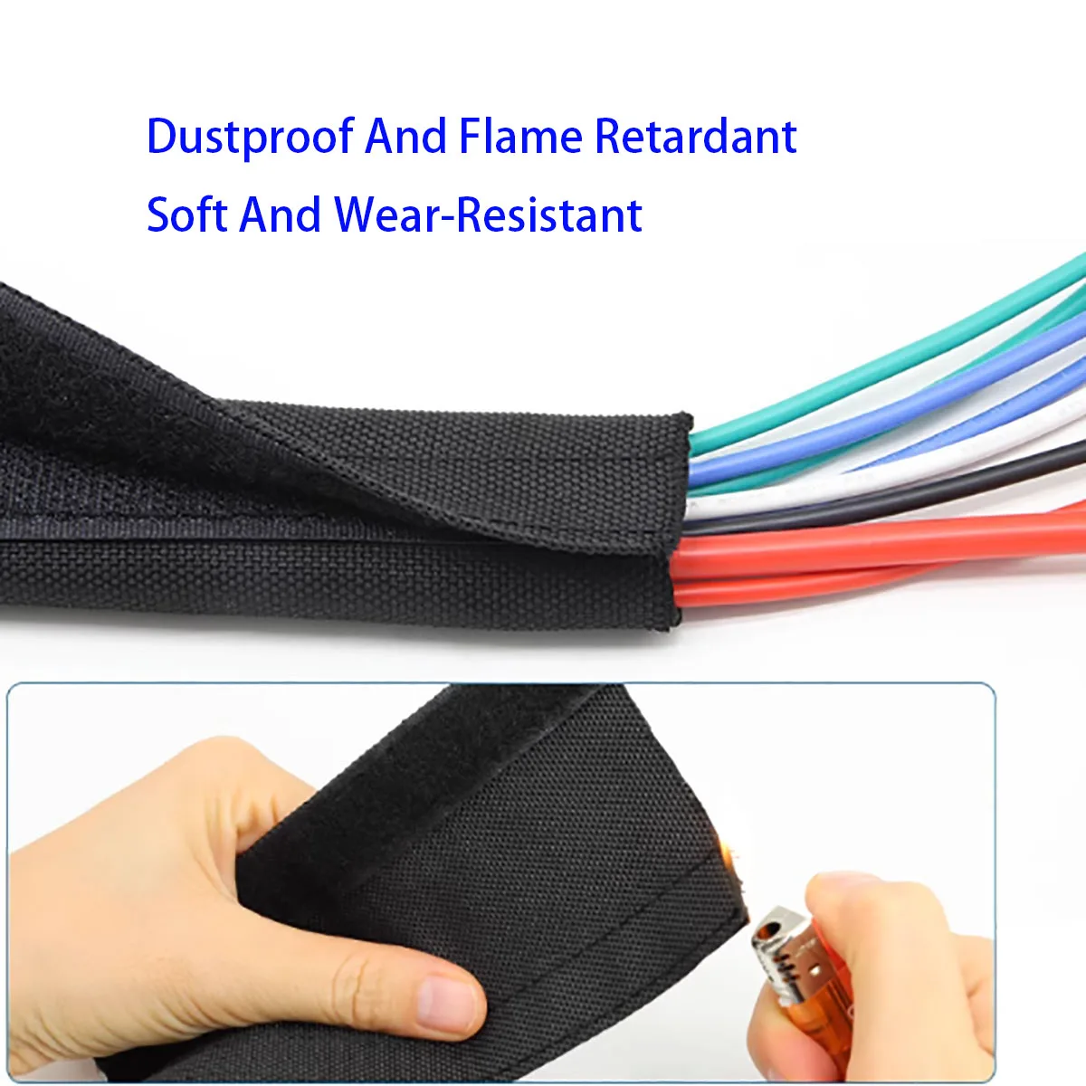 Black Self-adhesive Cable Conduit, High-temperature PET Braided Nylon Wire Harness Protective Sleeve, Diameter 16mm~100mm