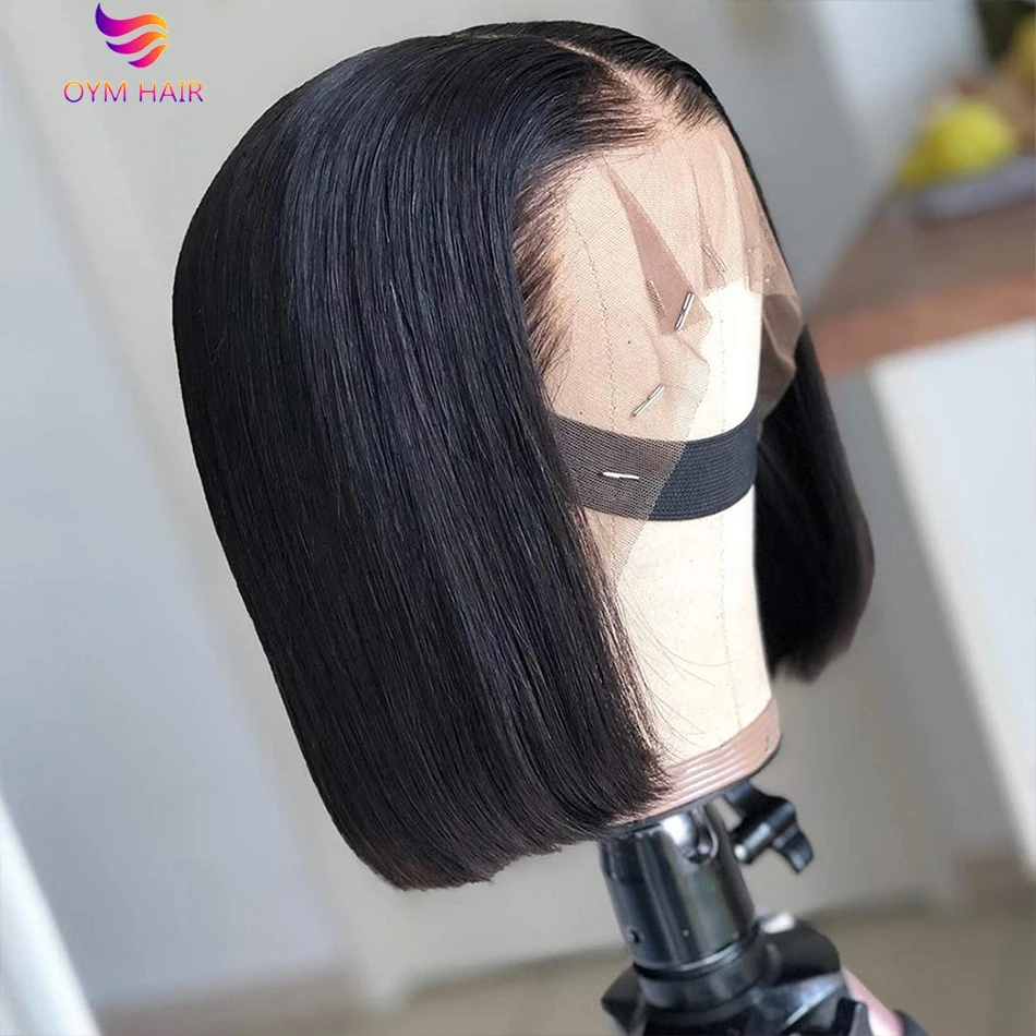 

Short Bob Lace Front Wigs Human Hair 4x1 13x1 T Part Lace 150% Straight Malaysian Remy Hair Wigs For Women HD Transparent Lace