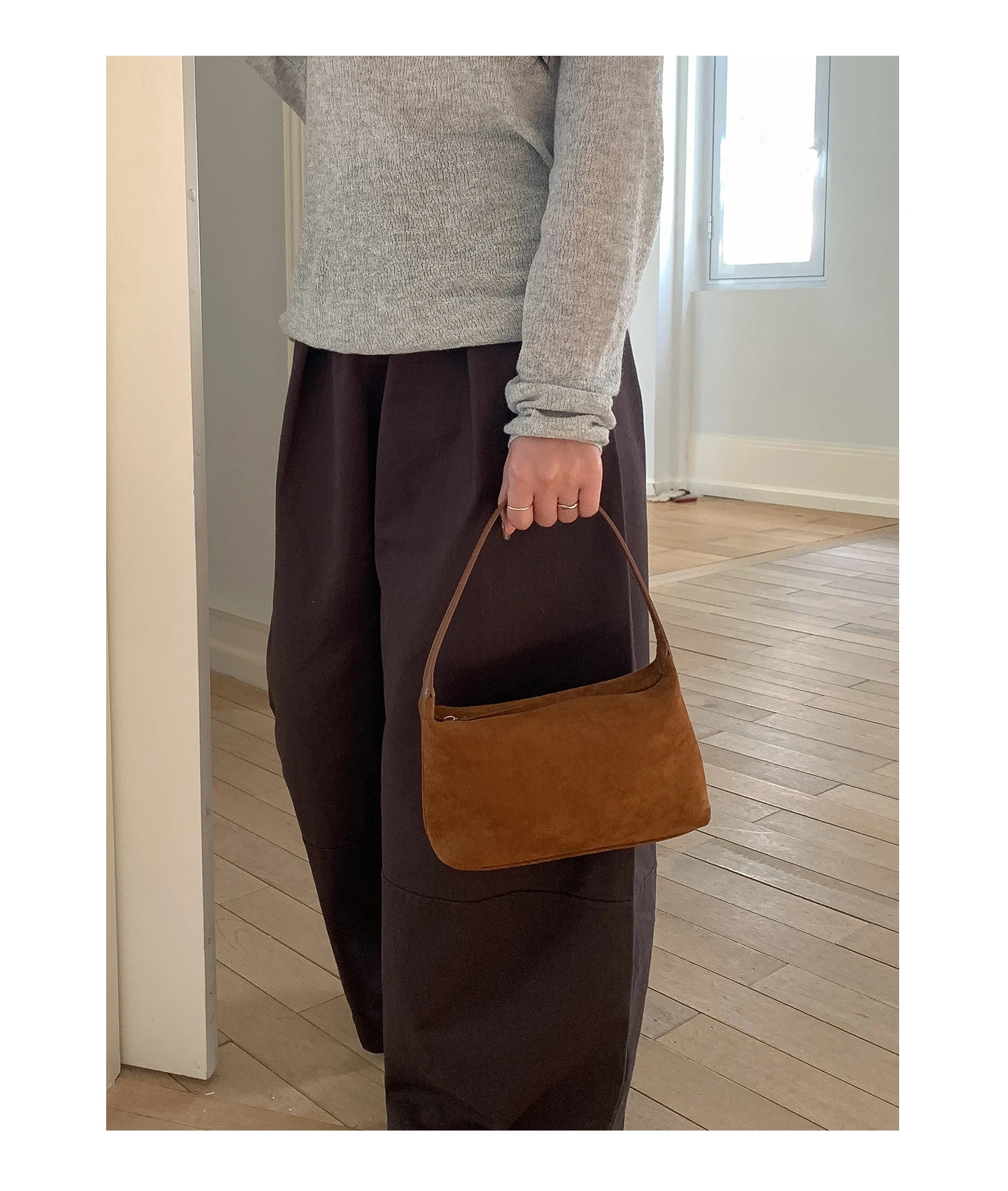 Bolso de Hombro de Gamuza a la Moda para Mujer, Bolso de Mano EMORRIN, Estilo Retro Otoño Invierno, Forro de Poliéster