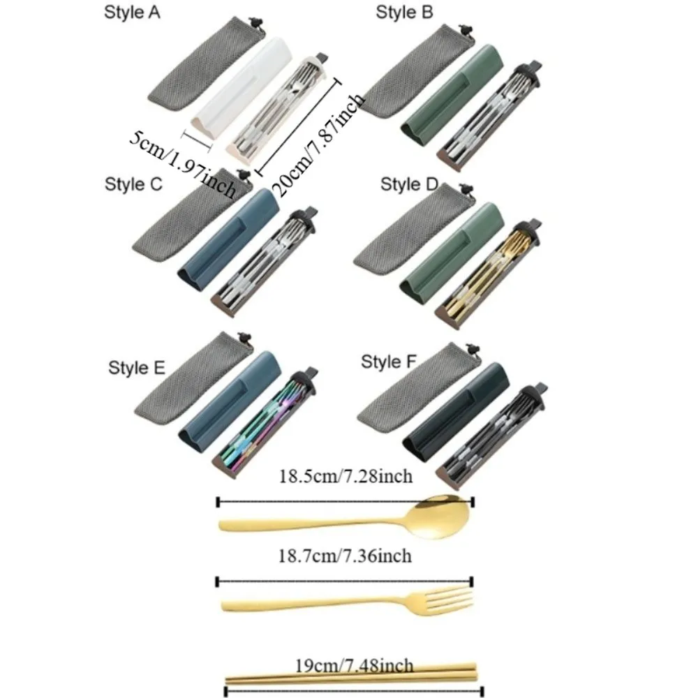 3 Pçs/set Com Caixa de Armazenamento e Bolsa 304 Conjunto de Talheres de Aço Inoxidável Pull-out Design Conjunto de Talheres de Viagem