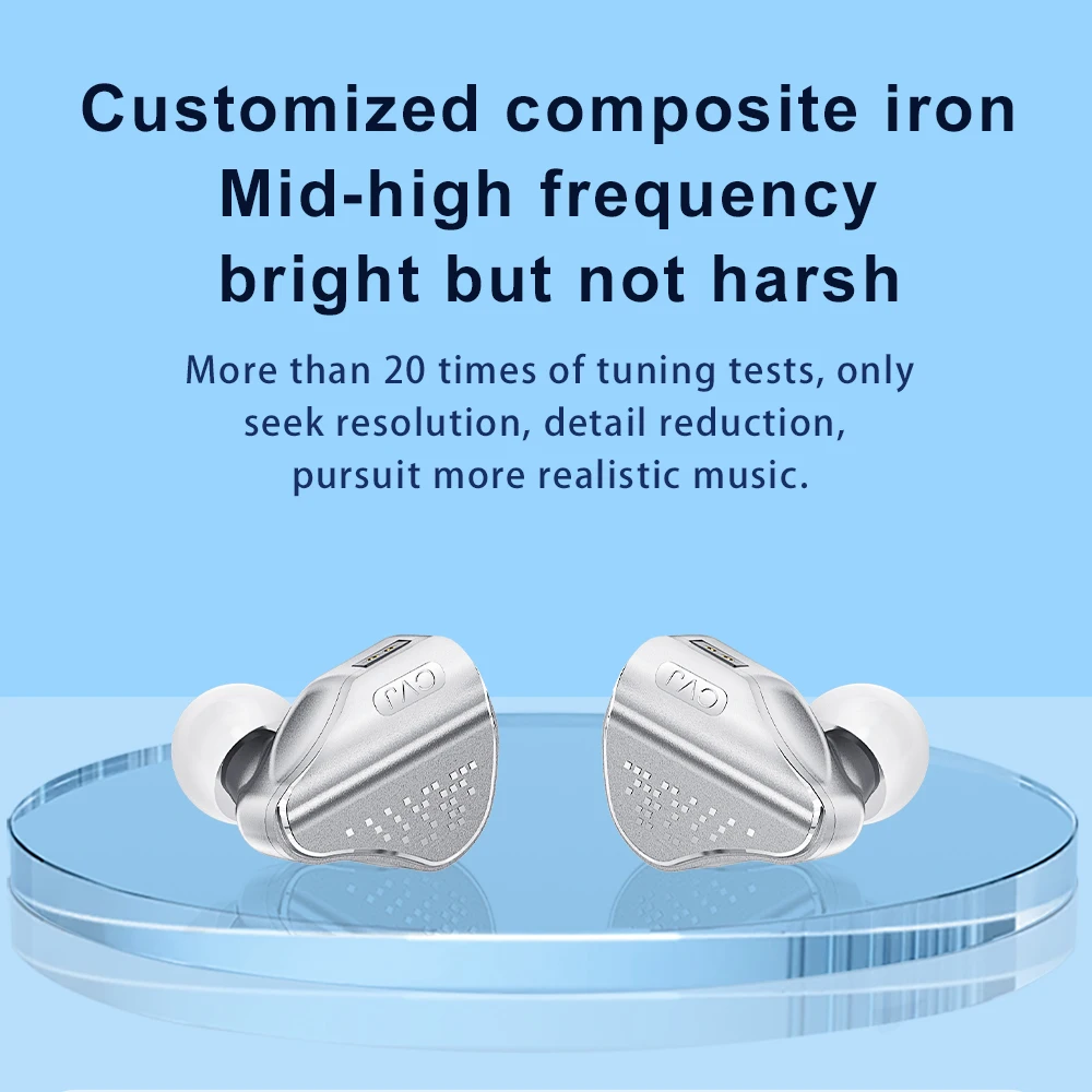 CVJ 1DD + 7BA سماعات أذن سلكية هجينة داخل الأذن سماعات موسيقى 2pin 0.78 HiFi IEMs سماعات أذن لمراقبة الصوت عالية الدقة