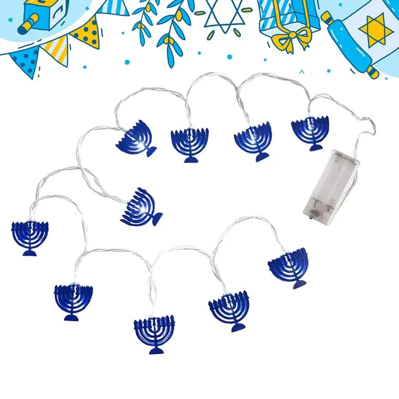 ไฟราวประดับ Hanukkah ไฟตกแต่งหน้าต่างไฟราวประดับ Chanukah ใช้แบตเตอรี่สำหรับเตาผิง