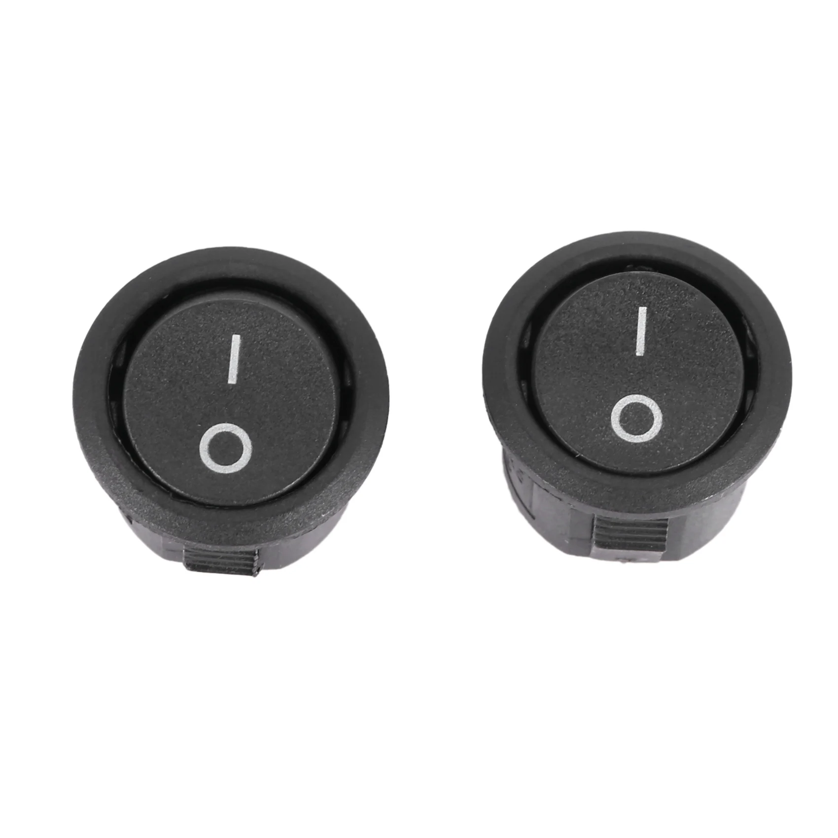 Interruptor On e Off Rocker SPST, Botão Preto, Redondo, AC 6A, 125V, 3A, 250V, 5 Pcs