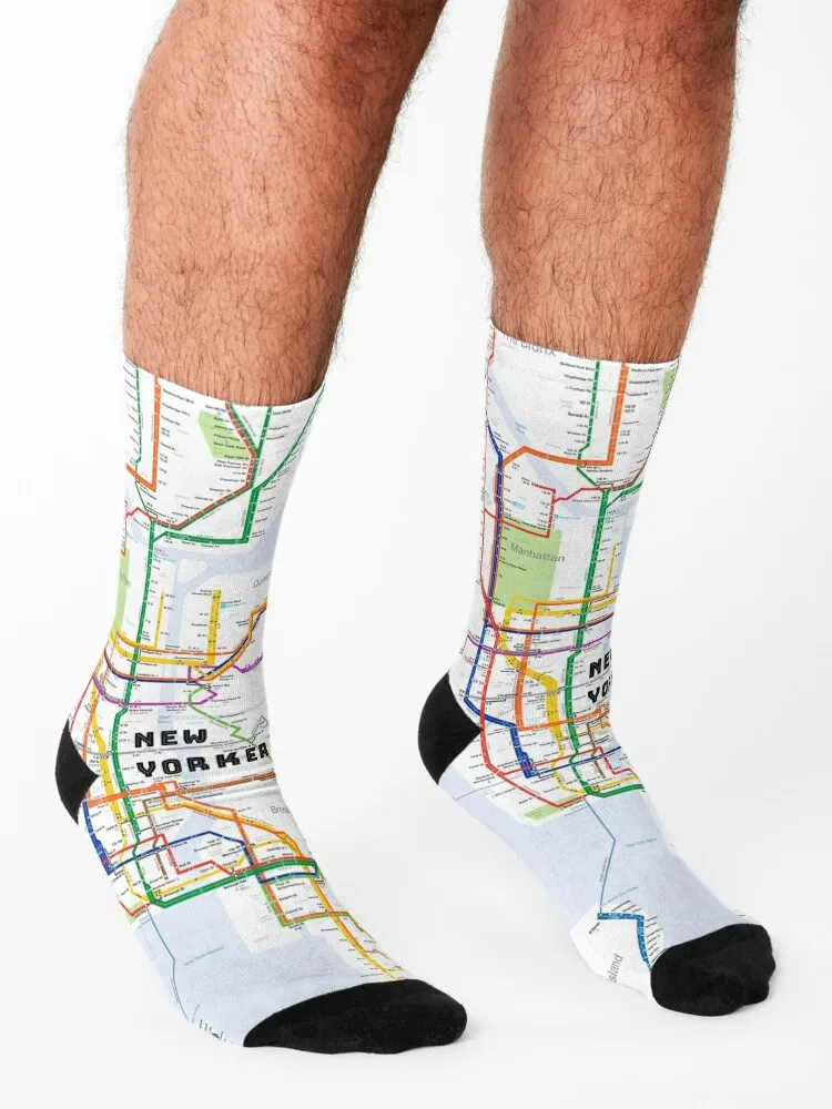 New Yorker Subway Map I Love NYC Socks Men's christmass gift golf Antiskid soccer Socks Female Men's