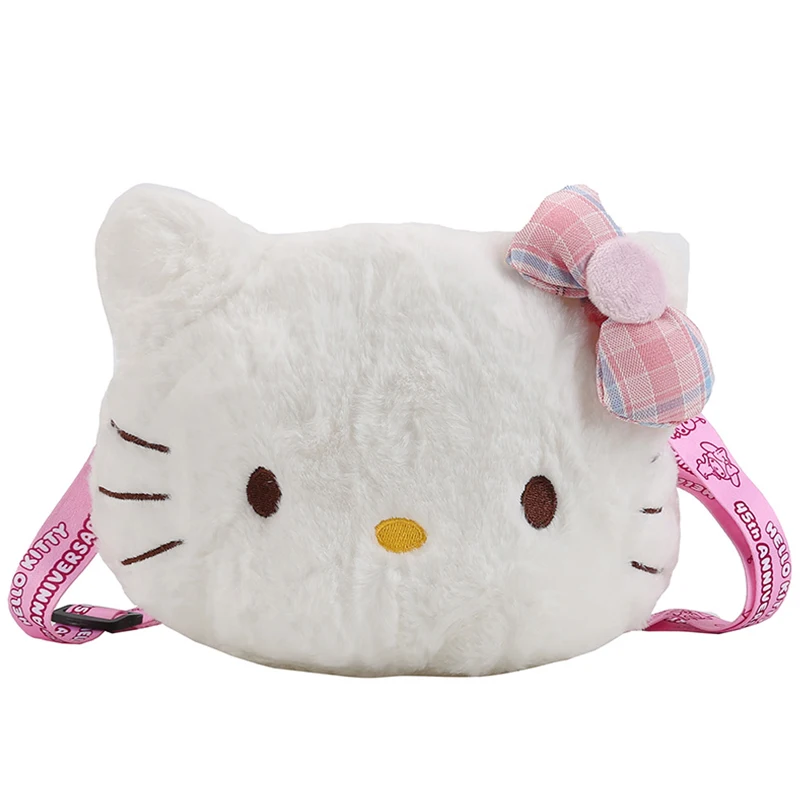 Sanrio 50th Anniversary Hello Kitty Plush Bag Mini Shoulder Crossbody Bag Plush Toy Backpack Storage Gift for Girls Fans