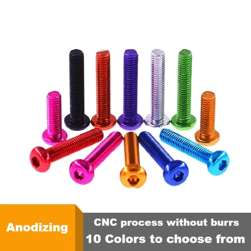 M5 سبائك الألومنيوم نصف جولة رئيس الترباس اللون القرص رئيس دراجة البطيخ عربة الطريق الدراجة الخلفية التوتر المسمار الزخرفية