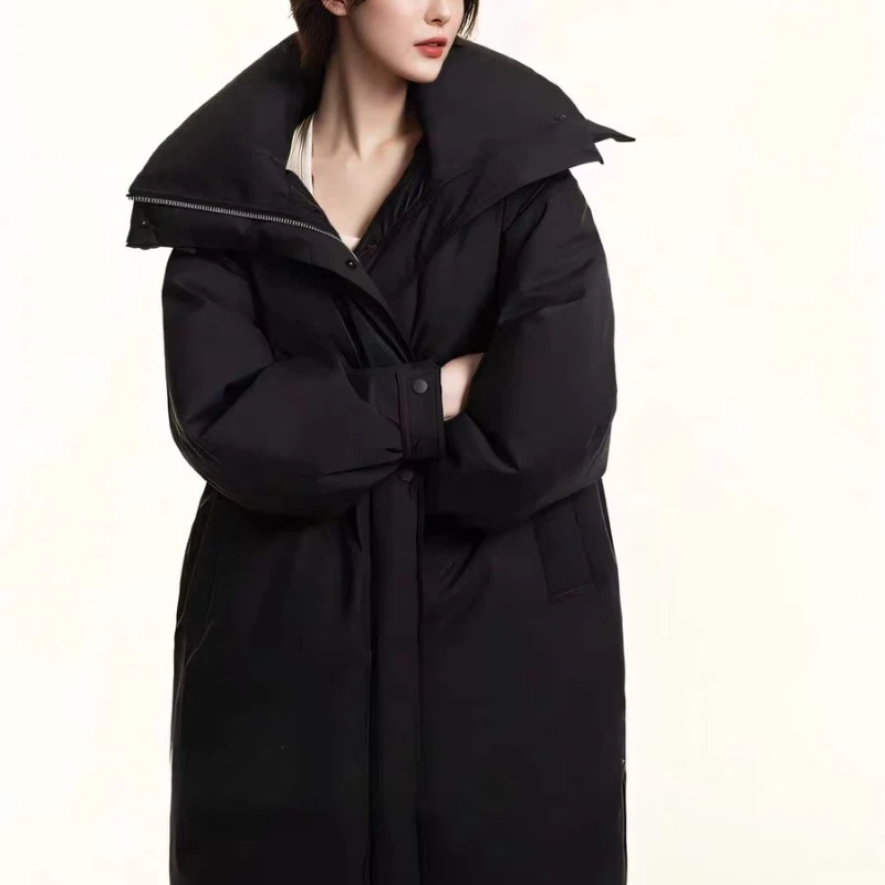 Short and Long Down Jacket, Lazy and Luxurious Drawstring Hooded Thick Warm Jacket, Women's 2024 Winter New Style