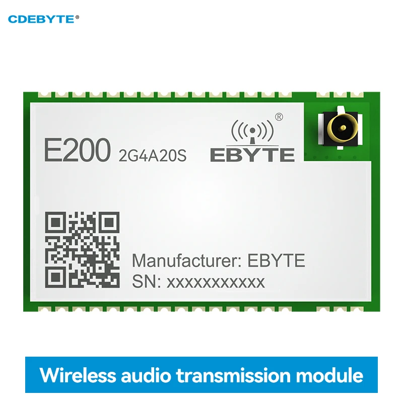 

Wireless Audio Transmission Module 2.4G CDEBYTE E200-2G4A20S 20dbm Long Distance 300m Small Size Outdoor Antenna Ipex Stamp Hole