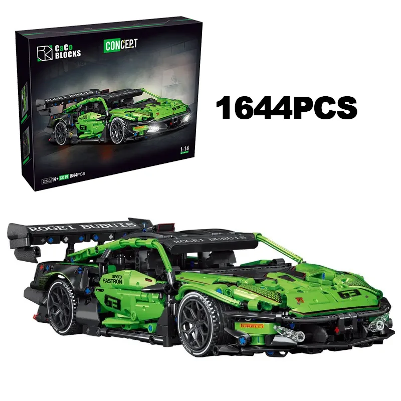 

1644 шт., зеленый гоночный спортивный автомобиль, модель строительных блоков, родстер, знаменитый гоночный автомобиль, сборные кирпичи, игрушки для детей, мальчиков и взрослых
