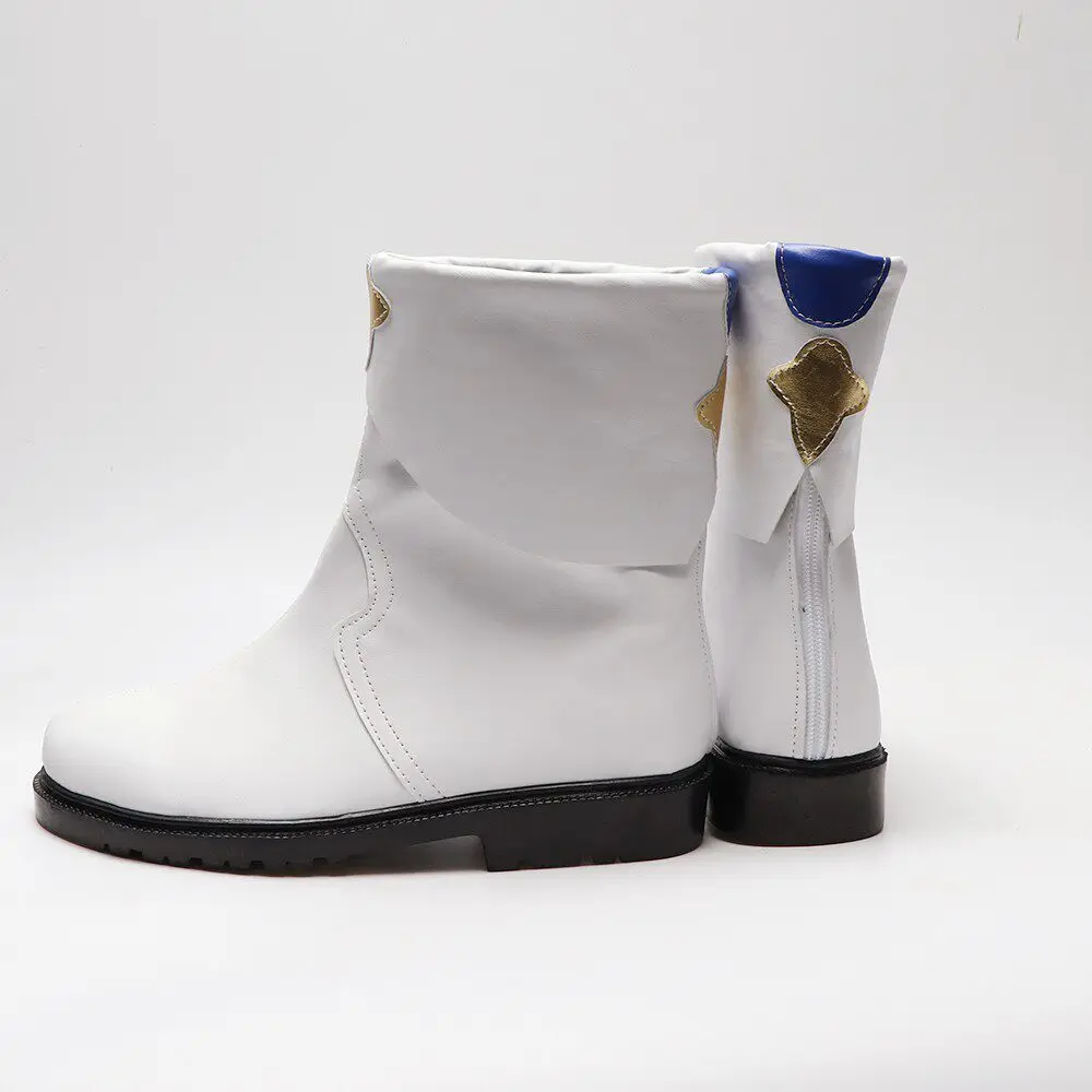 Anime Honkai: Star Rail Yanqing Cosplay Shoes White Short PU Leather Boots For Halloween Carnival