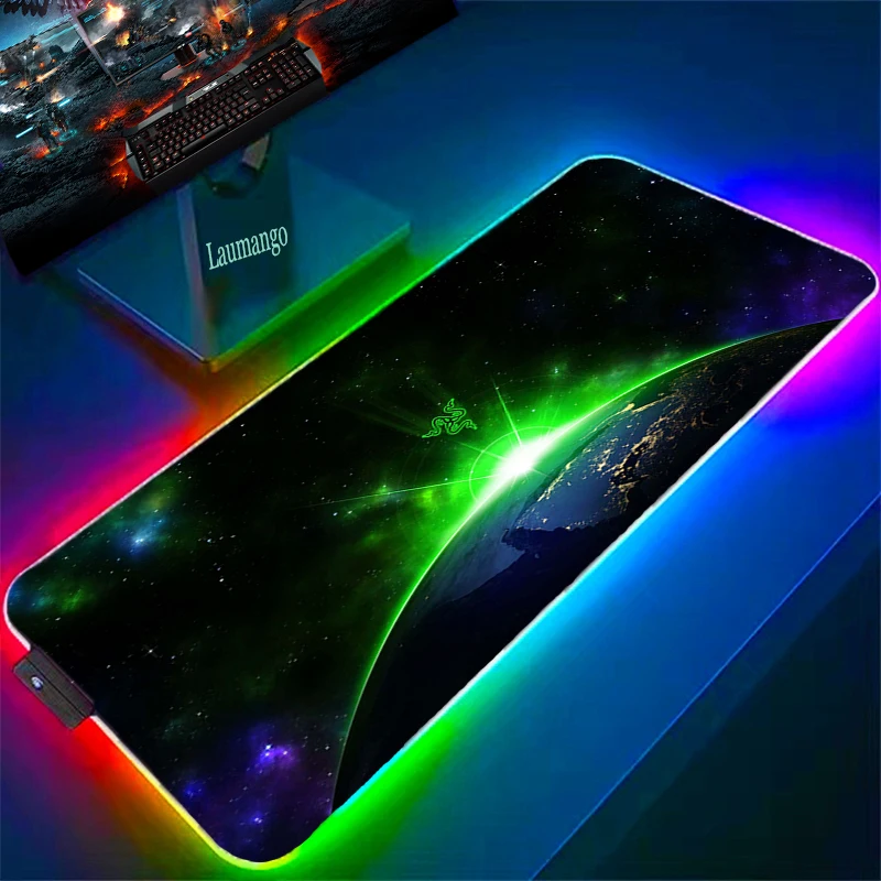 Luminous RGB Mouse Pad RAZER Gaming Accessories Keyboard Desk Mat Large Speed Backlight Mats Pc Gamer Cabinet Mousepad With Wire