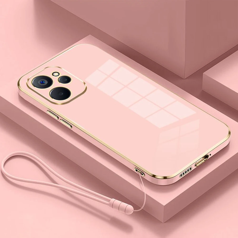 Coque de téléphone avec placage carré pour protection d'objectif, couverture arrière, étui pour MF x Hot 40, Play Smart 8
