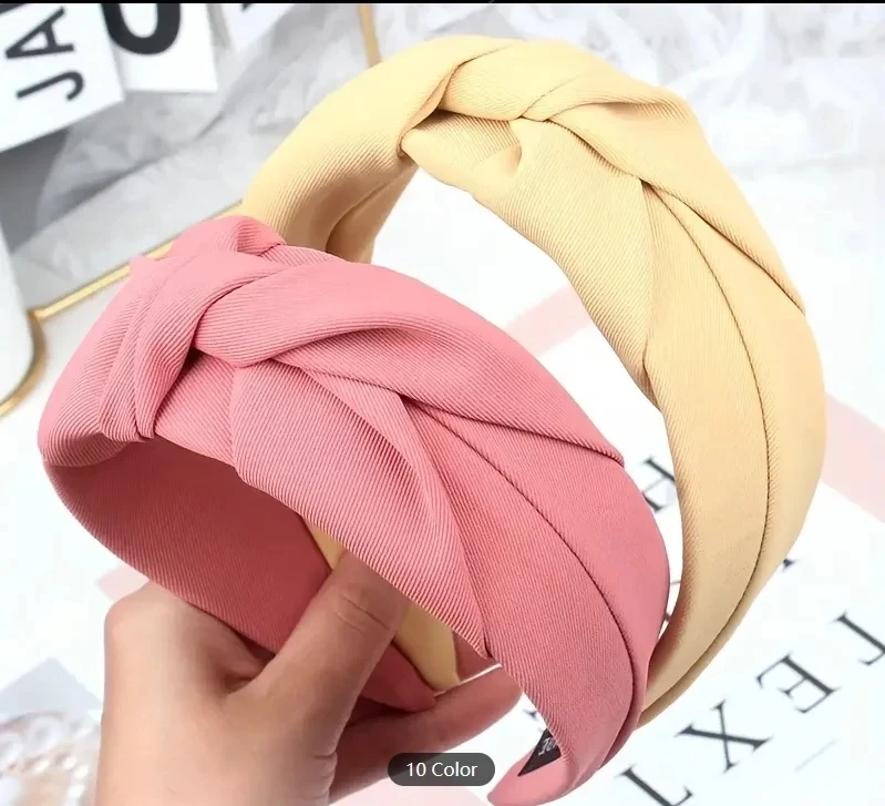 New Fashion Knotted Headbands for Women Solid Color Girls Cloth Hair Bands Wide Hairband Soft Hair Hoop Hair Accessories