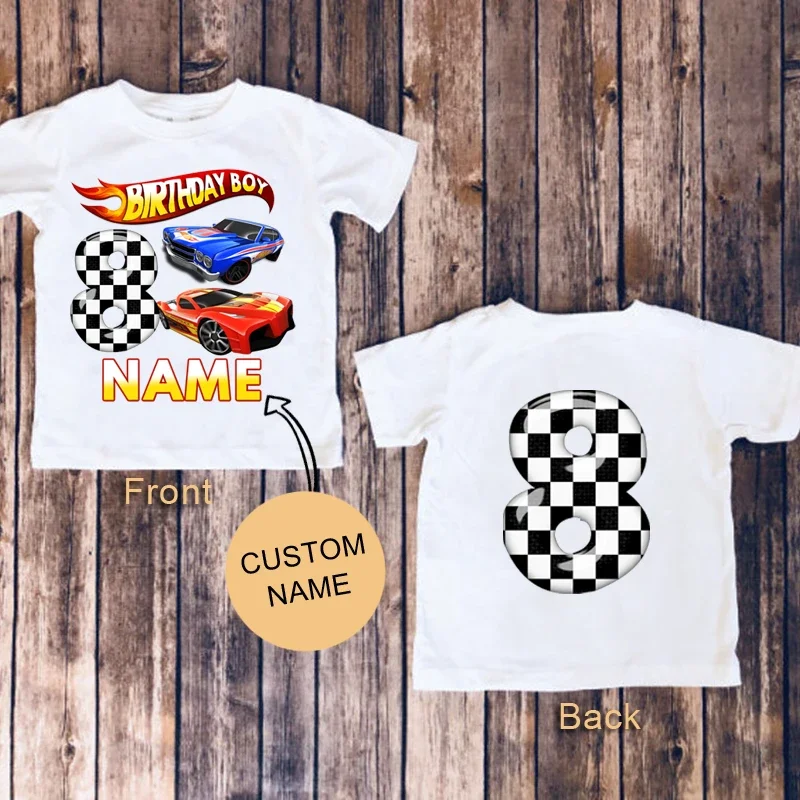 Boys Racing Shirt Birthday Party Shirt 2025 Kids Personalized Name Shirt Toddler Baby Gift 5nd 1st Birthday Boys Tee Girl Shirts