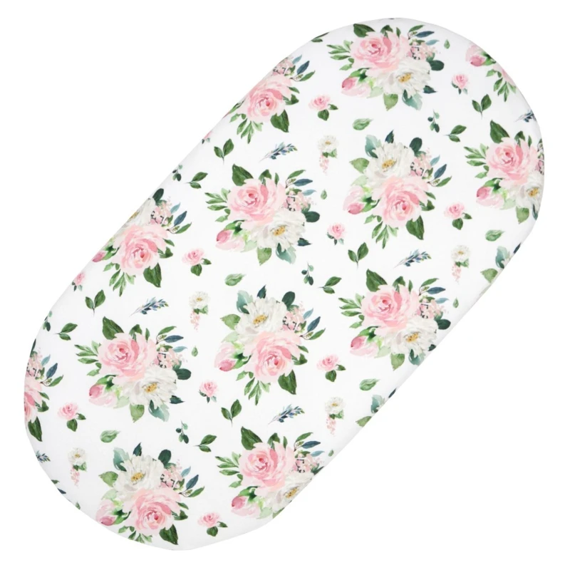 2 Pcs Stretchy Baby Fitted Bassinet Sheets Moses Basket Oval Rectangle Pad Sheet Mattress Cover Crib Bed Sheet