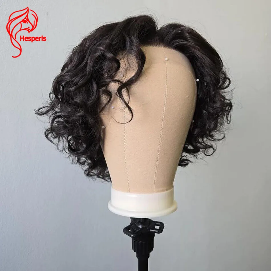 

Hesperis Men's Wig Real Human Hair Pre Style Transparent Lace Male Wigs Short Curly Lace Front Wig For Men Replacement Pre Cut