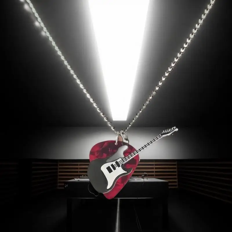الهيب هوب الشرير الغيتار قلادة قلادة التيتانيوم الصلب المختنق العصرية خمر الغيتار الكهربائي سترة سلسلة مجوهرات للرجال #3