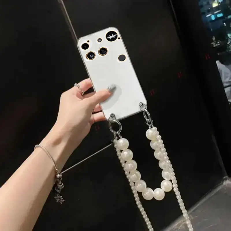 حافظة لهاتف لا شيء 3 سلسلة لؤلؤية كروس بودي حبل مطلي لامع حافظات ناعمة غطاء لهاتف لا شيء 3A Pro 2A CMF Phone2