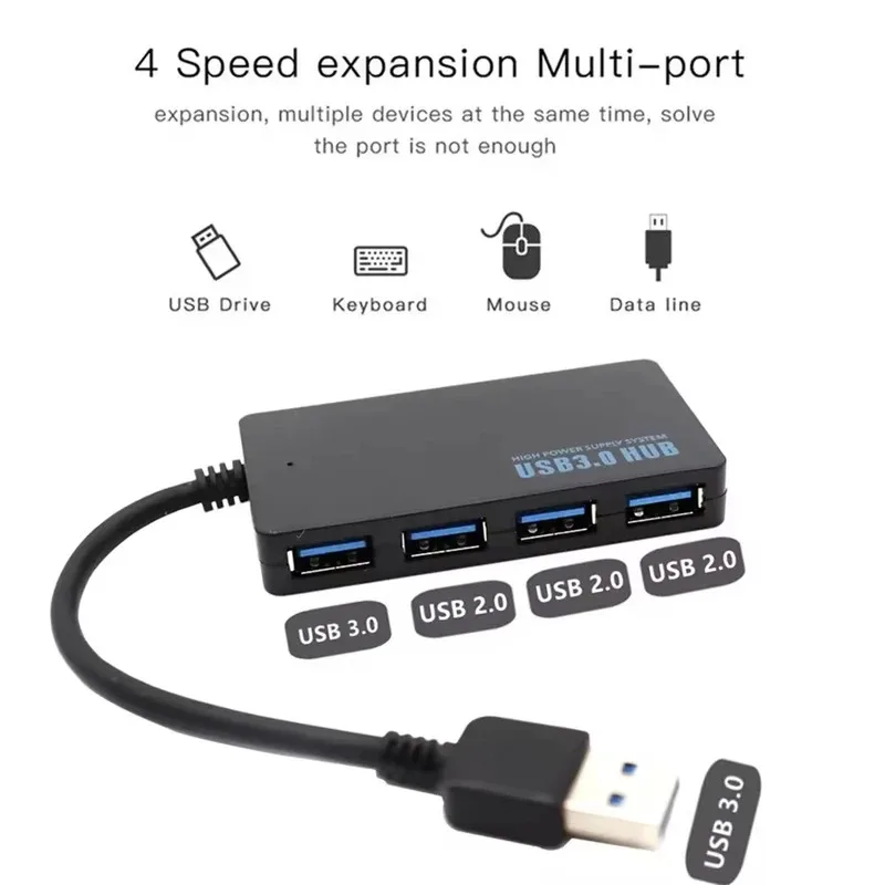 

High-speed Usb 3.0 Hub Multi Usb Splitter 4-port Multiple Expander Adapter Computer Accessories For Laptop Pc
