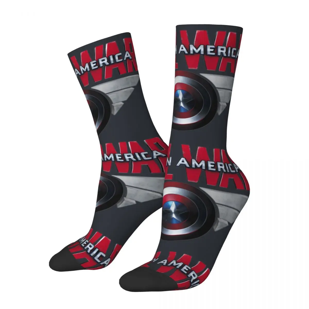 Retro Civil War Men's compression Socks Unisex Disney Captain America Film Harajuku Pattern Printed Novelty Crew Sock