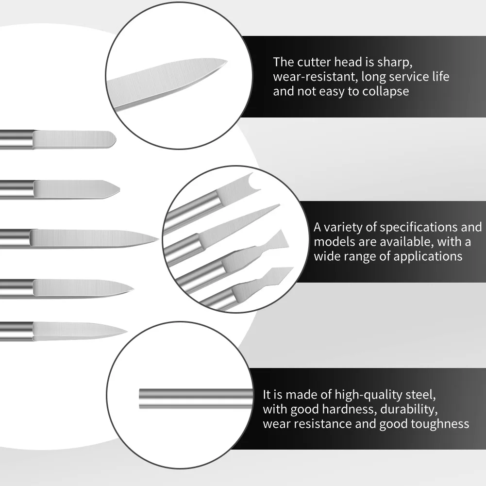 1set Electric Tungsten Steel Nuclear Carving knife, Olive Seal Carving tool, Woodworking Milling Cutter Set