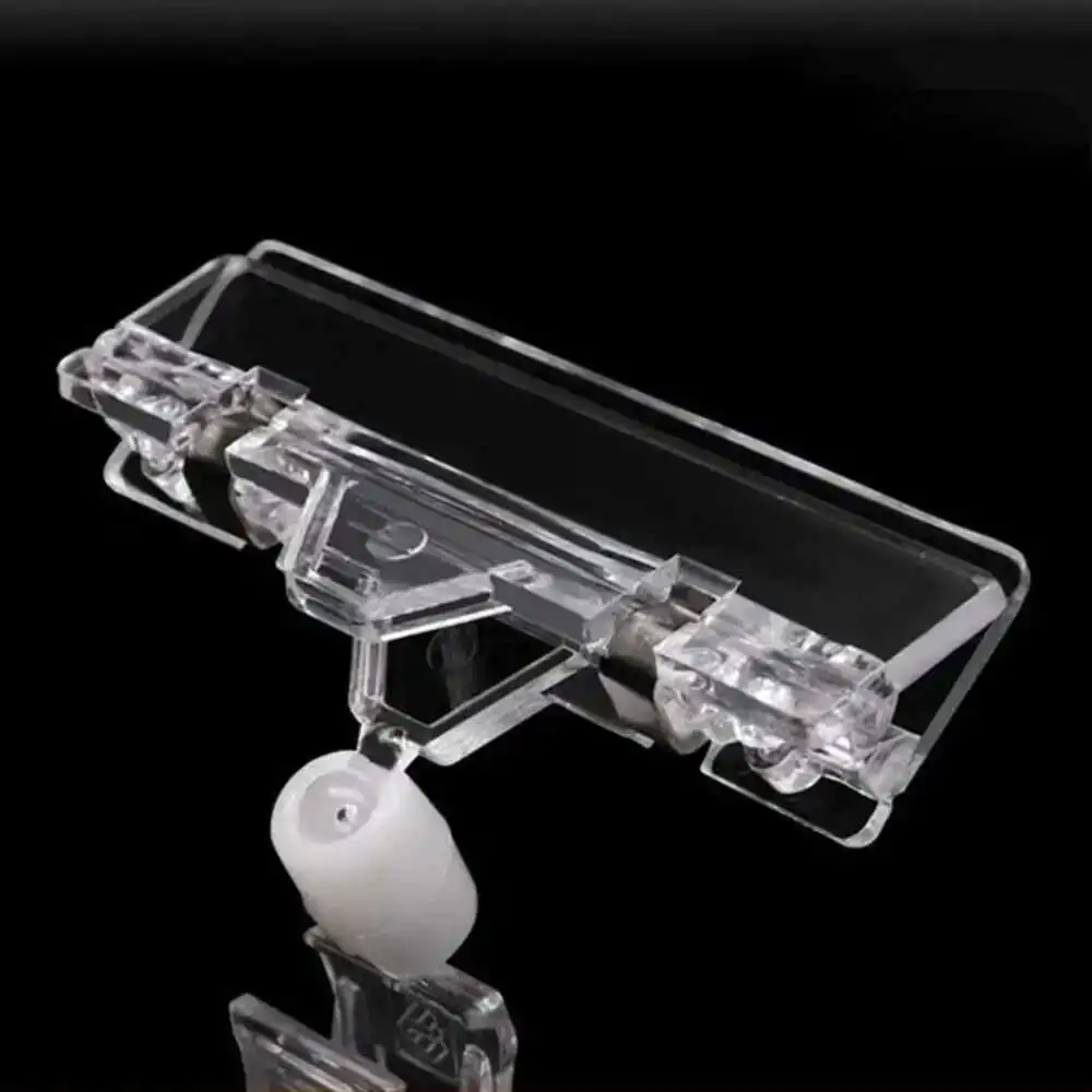 10 Pezzi Espositore Trasparente in Plastica per Cartellini con Doppia Clip, Porta Cartellini Pubblicitari per Aziende, Supporto Regolabile per Cartelli da 3.3” e 4.95”