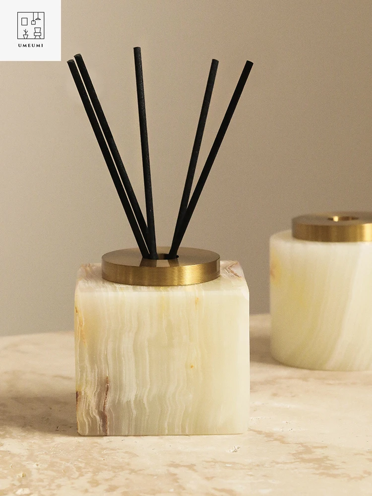 Modern Chic Square Minimalist Nordic Natural Marble Aromatherapy Bottle Home Decro Bathroom Creative Diffuser Diffuser Stick