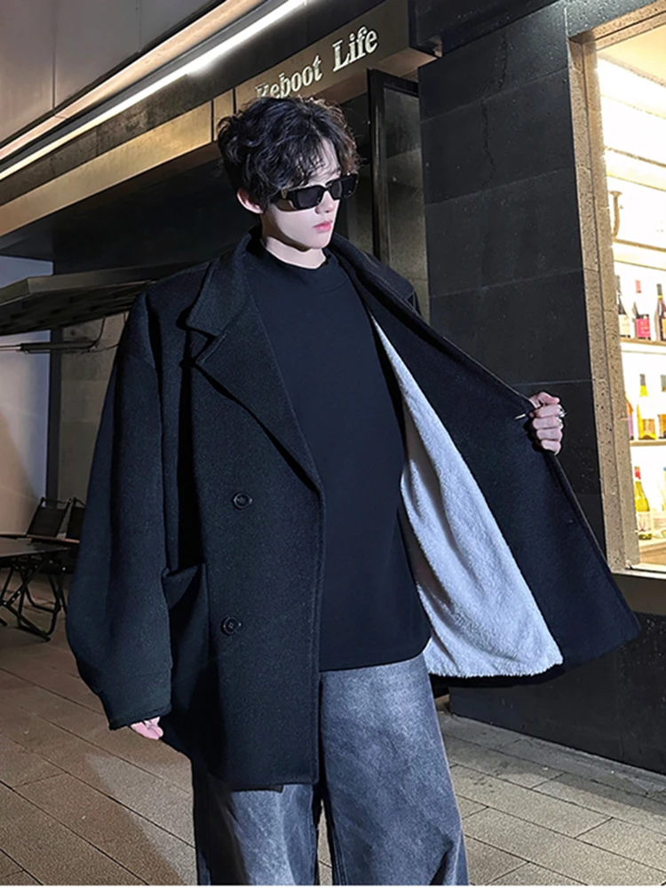 

Мужское шерстяное джинто Cleanfit Bla, повседневное осенне-зимнее теплое двубортное пальто Sli And Haome