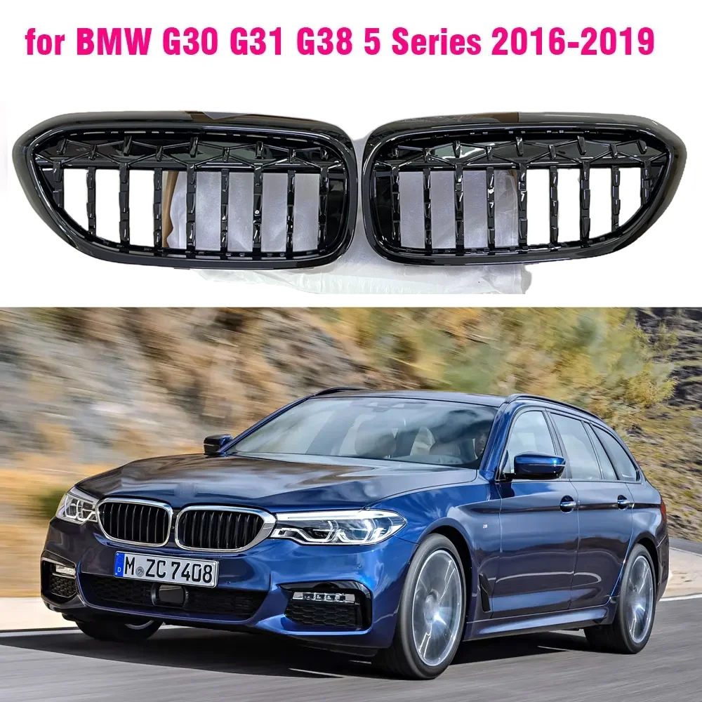 Gloss preto frente diamante rim pára-choques grade grill para bmw g30 g31 5 séries 525i 530i 540i 550i m5 com m-performance