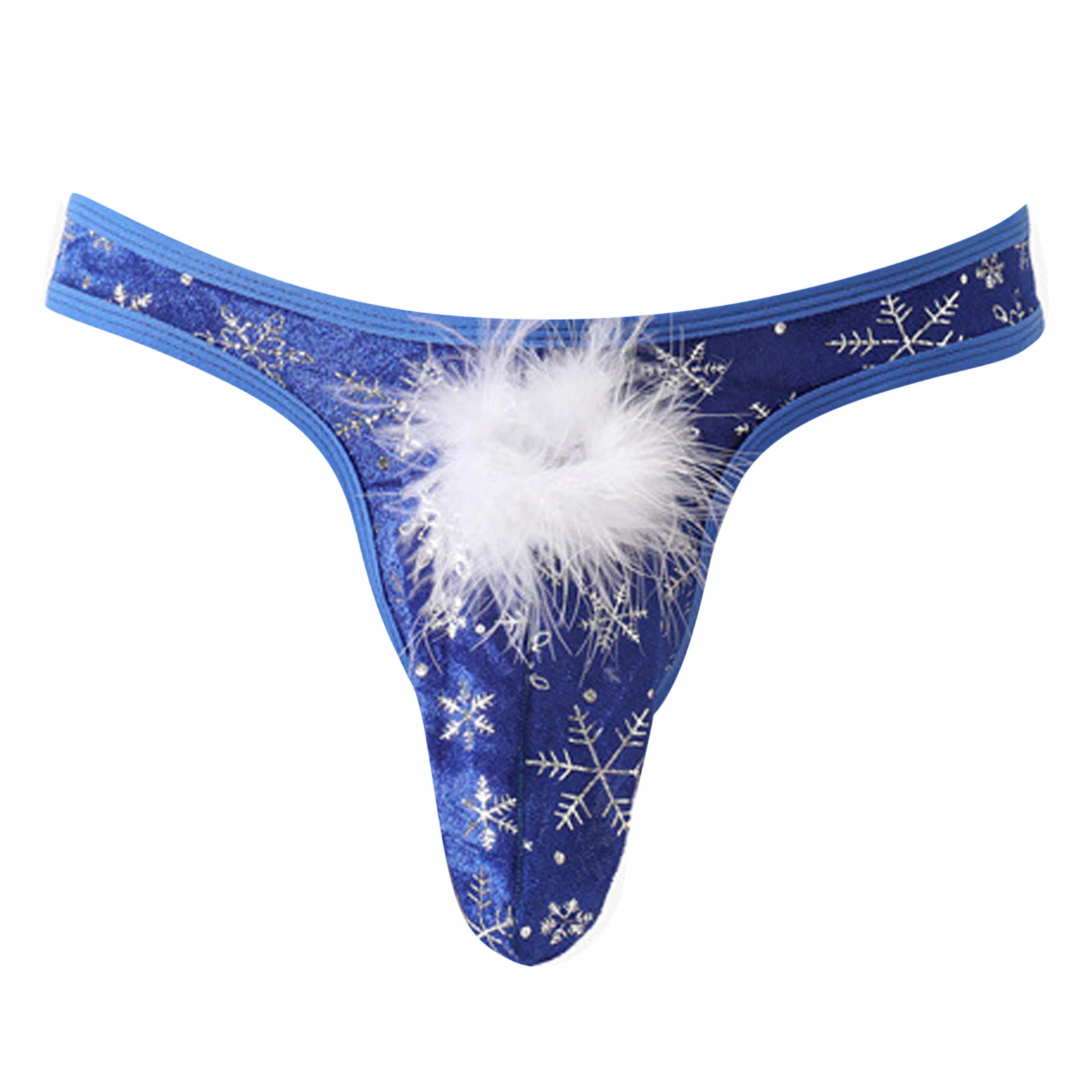 

Men Christmas Underwear Lingerie Shiny Snowflake Print with Funny Decor Boxer Briefs Shorts/C-string Thong for Xmas Night Dating