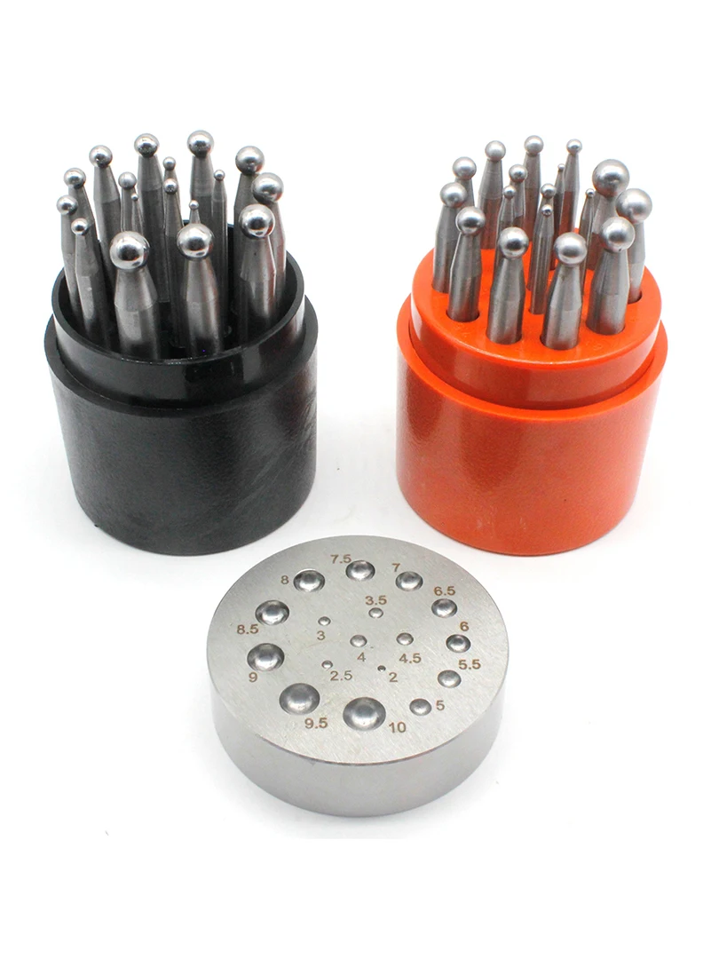 17PCS Punches Set Dapping Block for Metal Forming Doming Jewelry Smithing Tool