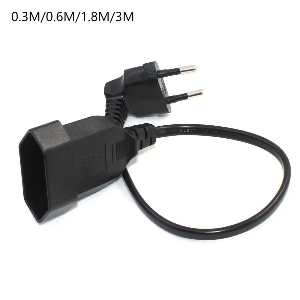 For PC Computer Angled Cord 90 Degree Europea To Female Extension Cable  Power Male Plug