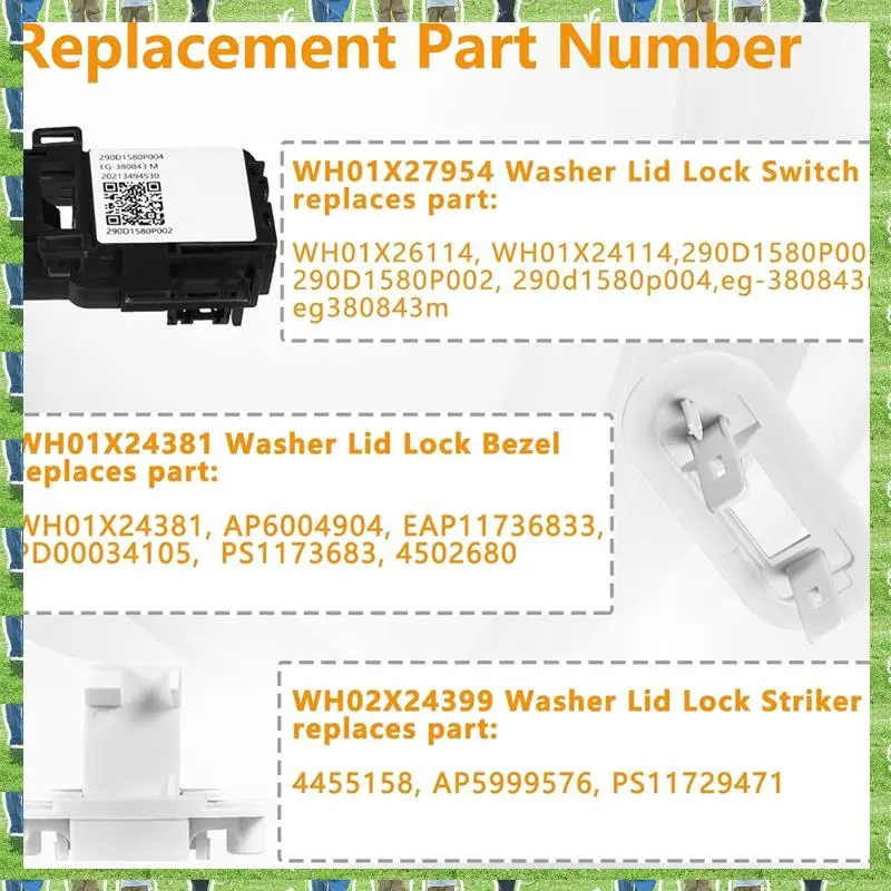 

FTS WH01X27954 Переключатель блокировки крышки шайбы WH02X24399 Замок крышки шайбы WH01X24381 Замок крышки шайбы Безель для GE Hotpoint