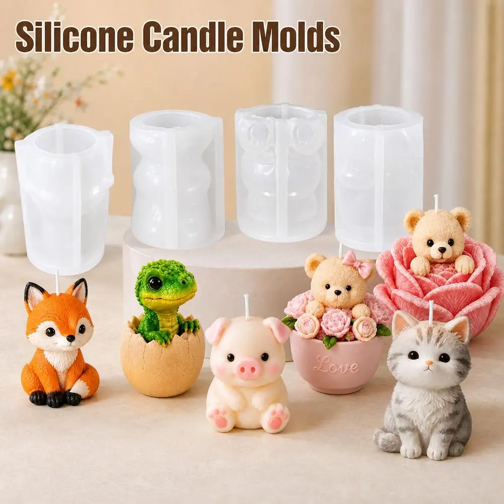Molde de silicona 3D de gatito sentado para velas, yeso, jabón, resina, cristal, postres, fondant y decoración de pasteles