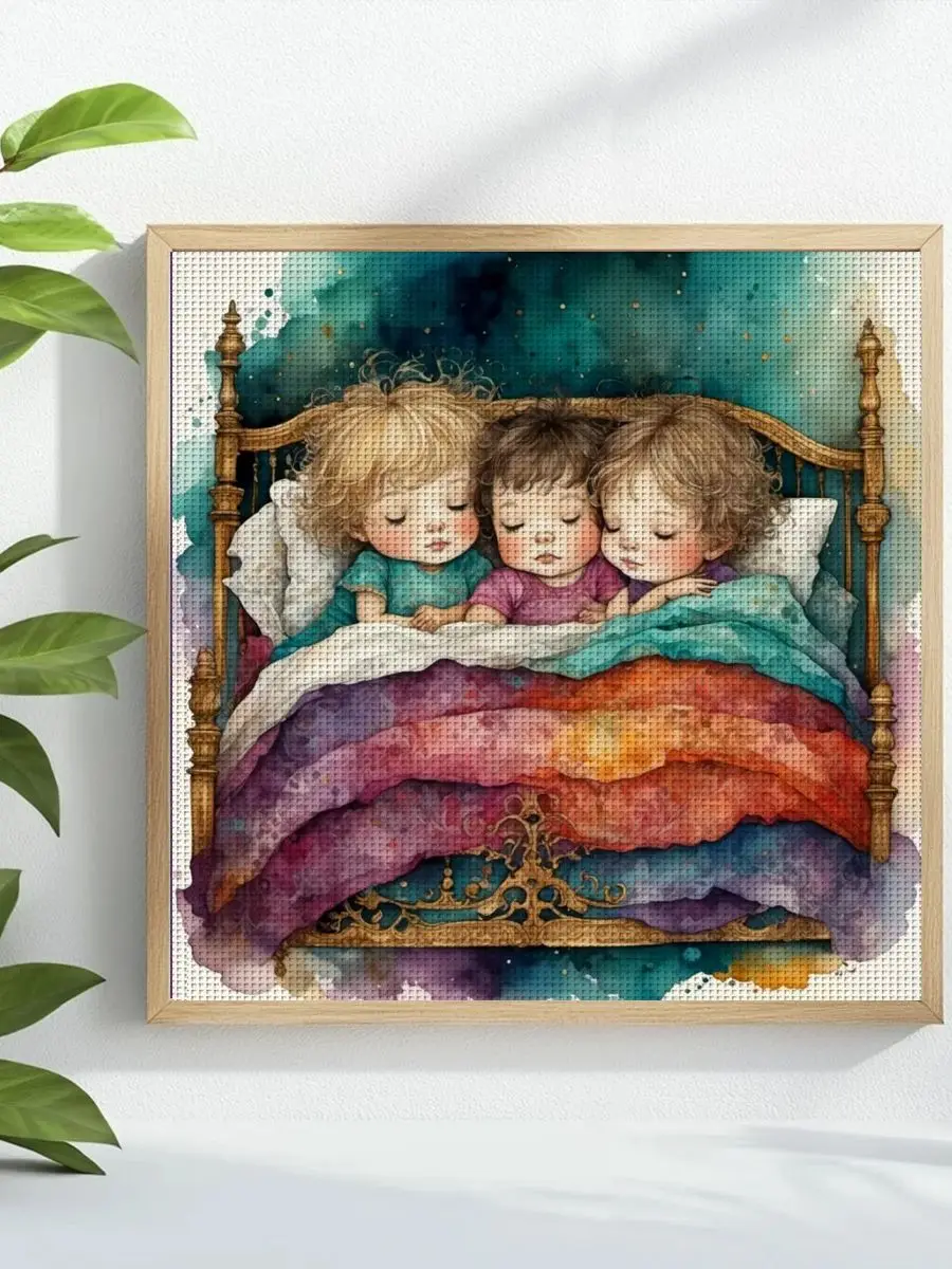 1 Stück 40X40CM/15,74 Zoll Baby Gestempeltes Kreuzstich-Set DIY-Kit 11CT/14CT DIY Stickset DIY Kreuzstich-Set Neu eingetroffen – Detail 1