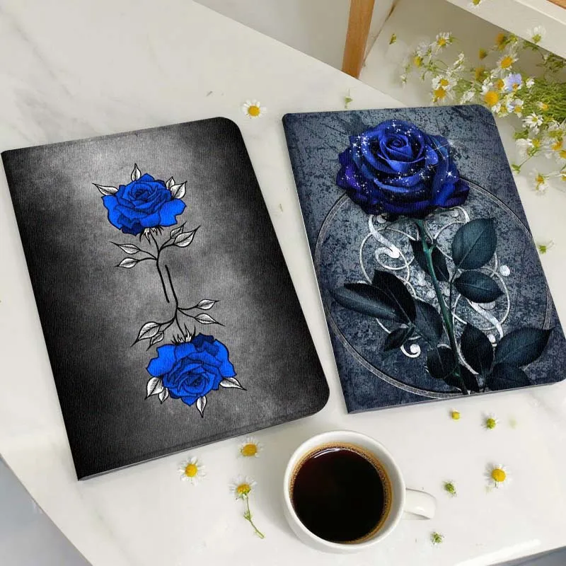 

Blue Rose Flower Pattern Tablet Case For Huawei Honor MatePad MediaPad Air 5 6 7 11 V6 V7 V8 V9 X9 X8 T10 T10s C5e T5 Gift