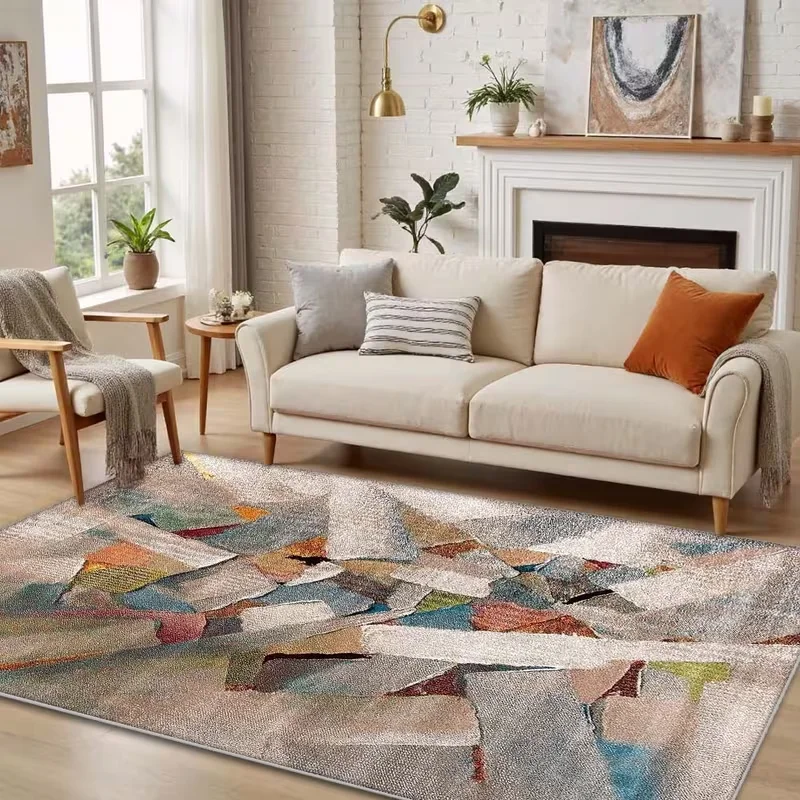 Living Room Carpet Machine Washable Interior Bedroom Modern Geometric Living Room Floor Sofa Coffee Table Carpet Home Decoration