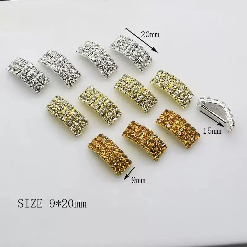 10Pcs Silver Rhinestones Buckles Metal Square Ribbon Decoration Buckle Diy Handwork Jewelry Accessory Supplies