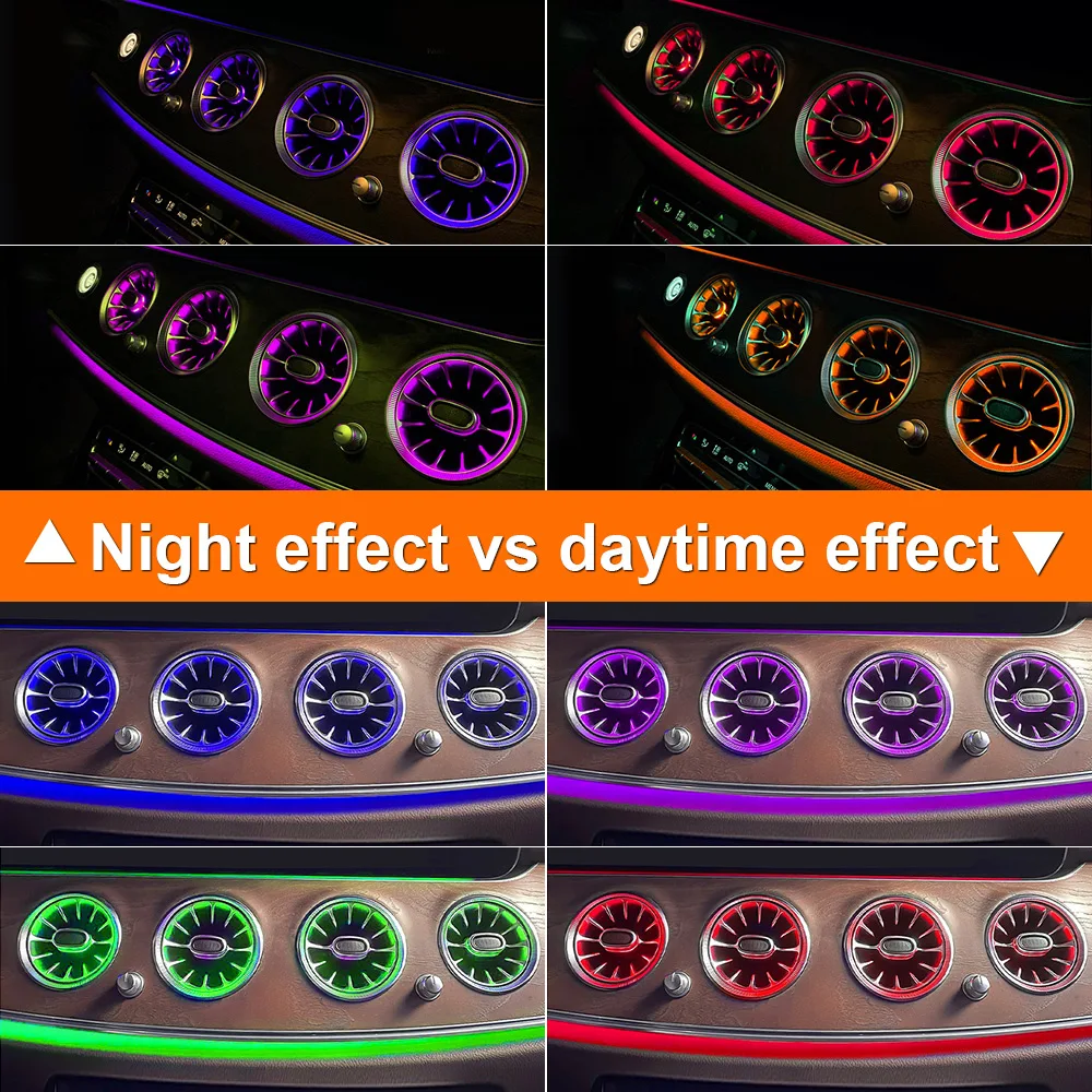 64 Colours LED Air Vents For W213 E-Class RGB Car Control Ambient Light Turbo Air Outlet Nozzle Decorative Lamp