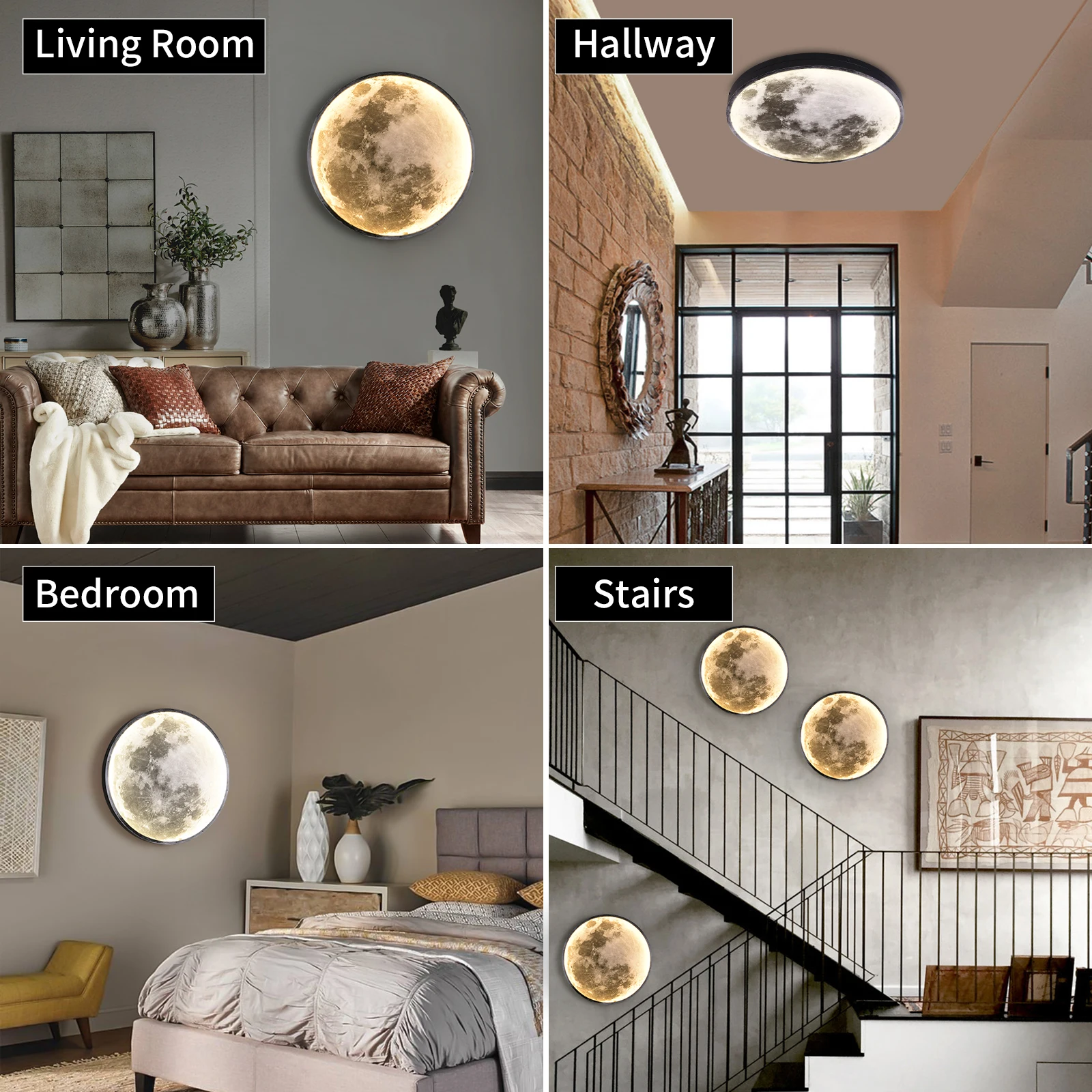 15W Dimmable MOON wall sconce lamps APP remote control Indoor Lighting lights Bedroom Living Hall Room HOME Decoration 24cm 50cm